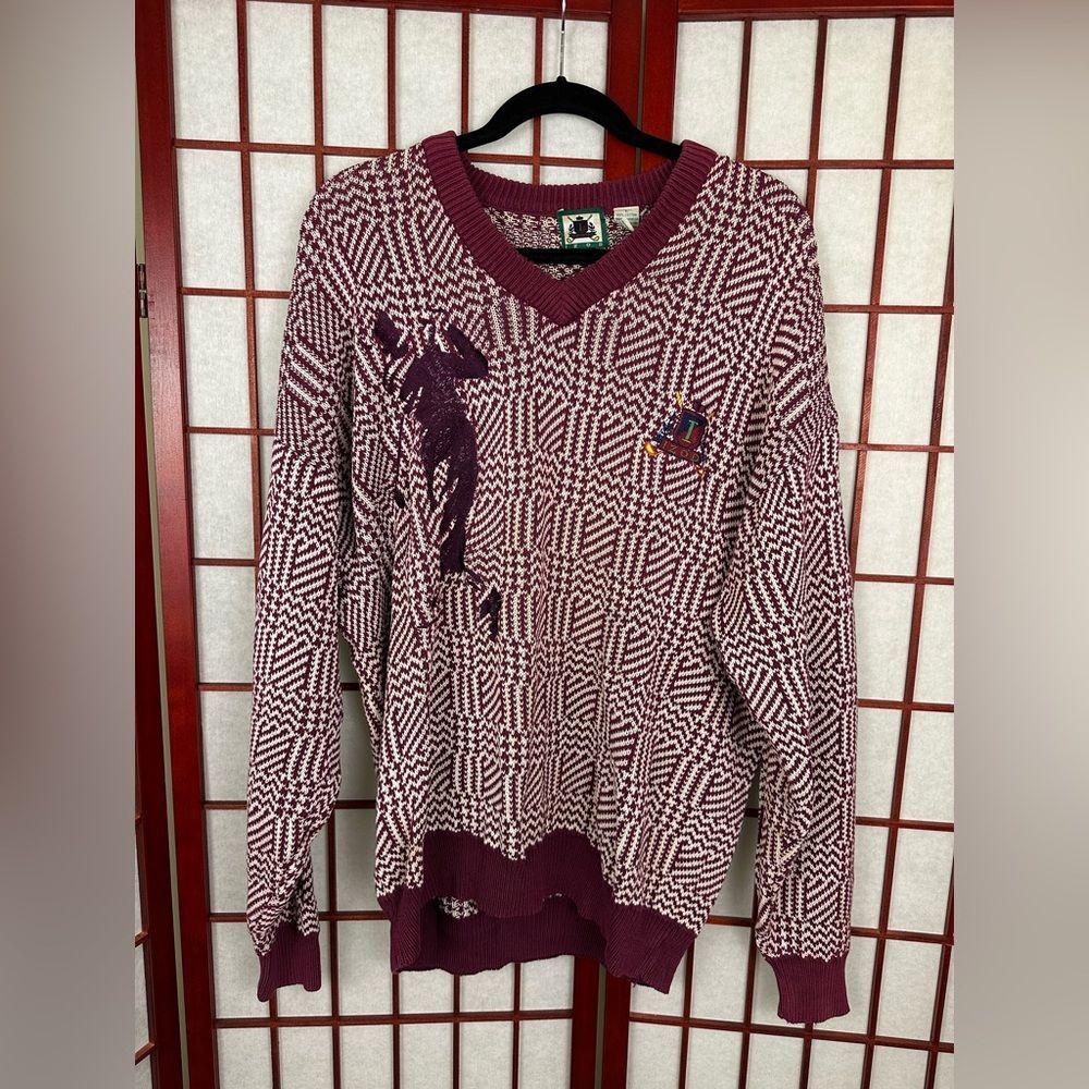 Vintage Izod Red Knit Golfing Golf Preppy V Neck Streetwear Sweater Large